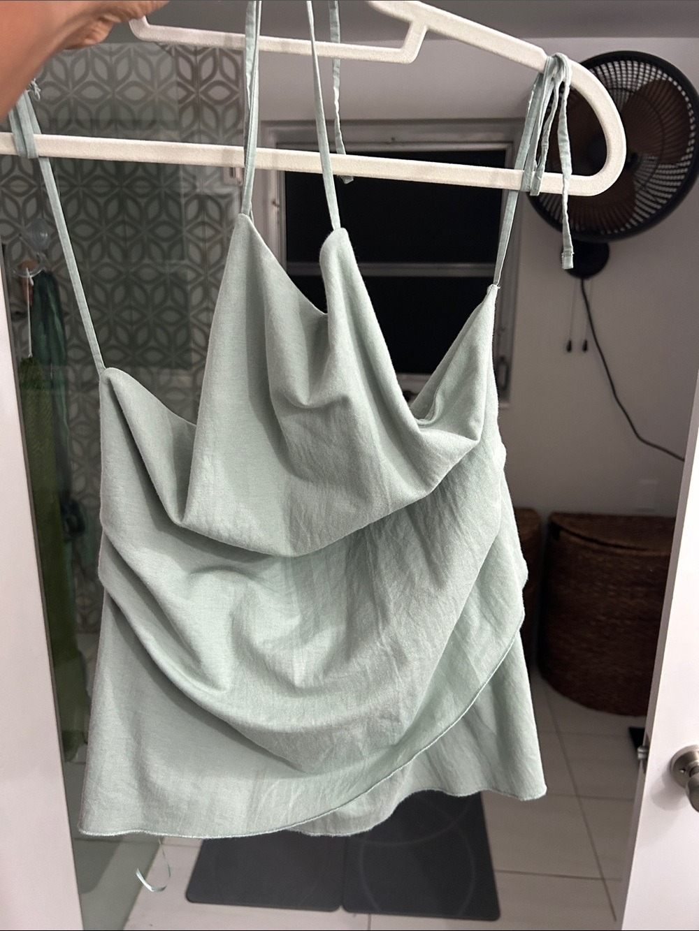 Zara Sage Green Layered Open Back Top
